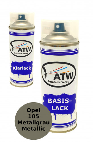 Autolack für Opel 105 Metallgrau Metallic +400ml Klarlack Set